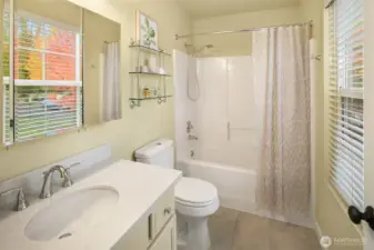 Primary bathroom with new counters and heated floors
