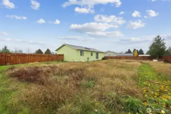 Fenced backyard