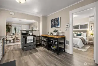 Kitchen - the 2 butcher block freestanding islands convey with the home.