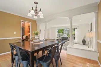 Beautiful columns frame the formal dining space