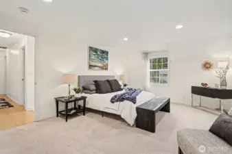 The spacious primary suite