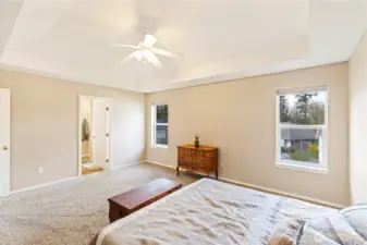 Primary bedroom with ensuite 5 piece bathroom and walk-in closet.