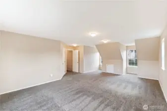 Light filled big, bonus room with five windows, and walk-in closet, so it could also be a 4th bedroom.
