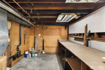 Workshop in the lower level with a separate exterior door for access.