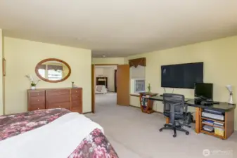 This Primary ensuite is large enough for an office space, sitting area or exercise equipment!