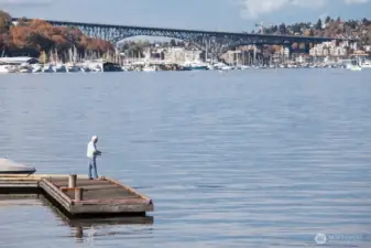 Public docks on Lake Union offer a front-row seat to the water for fishing, relaxing, or simply watching boats and wildlife drift by — all moments from the S.S. Guppy.