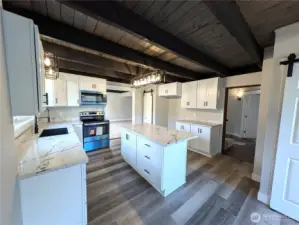 Undermount sink, stainless steel appliances.