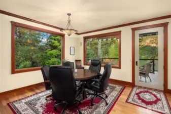 Formal Dining with Views of the River and access to the deck.