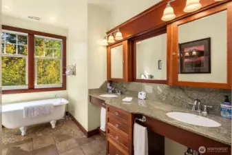 Primary Bath with heated floors and soaking tub