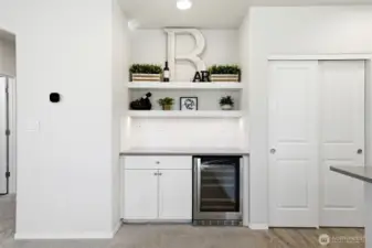Floating Shelves & Wine Fridge