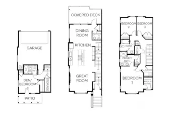 Actual Residence 2 floorplan - 1,921 square feet of living space plus 2 car garage and guest parking on your driveway!