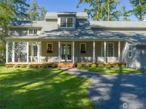 Front of the house with French door entry.