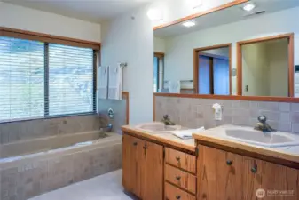 Primary bathroom has separate shower plus toilet room.