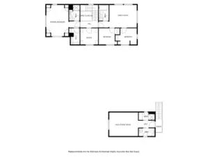 Second level floorplan for both the main house & garage/flex studio space
