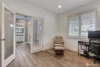 French doors for privacy makes this a perfect work from home office