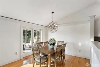 Dining Room with French doors to covered deck