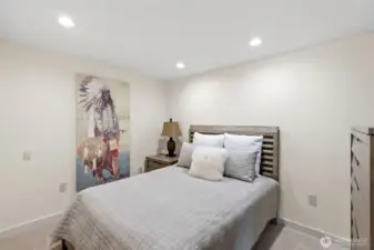 Office or Den on lower level currently staged as a bedroom