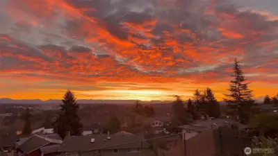 Unobstructed views brings great light to home and solar panels for low energy costs.