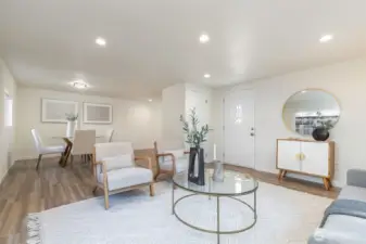 Room for large dining table and even a side buffet.