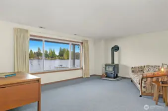 Downstairs family room.   Access to the exterior is also located here.