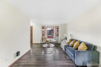 Living area with front yard view