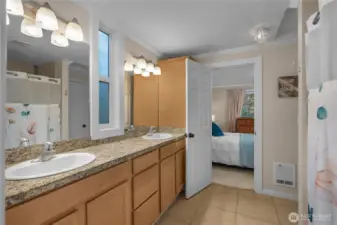 Beautifully updated bathroom that can be accessed from the hall or primary bedroom.