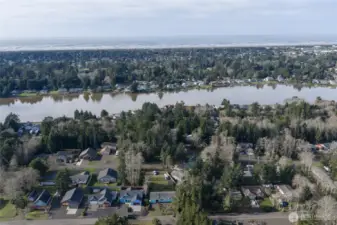 Arial view looking West