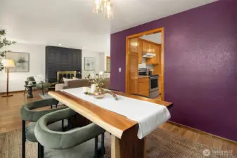 Dining room with view back into living room.
