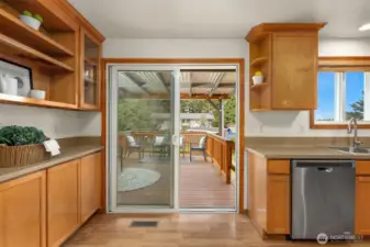 Slider to partially covered deck.