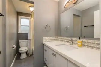 Modern full bathroom on the main level