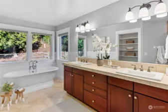 ...and free-standing soaking tub with a view!