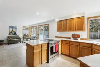 Kitchen and family room