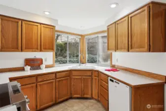 Light and bright corner kitchen sink