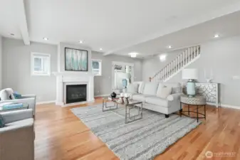 Gas fireplace in the elegant living room.