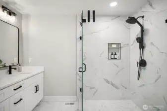 Primary bathroom completely gutted & professionally remodeled (2022)