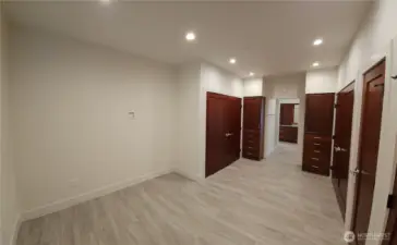 Master bedroom closets and changing area