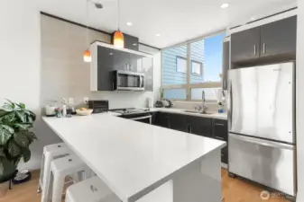 Kitchen includes all appliances including a new Bosch dishwasher.