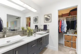 Primary closet directly off bath.