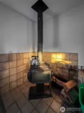 Free-Standing Wood Stove in upper unit