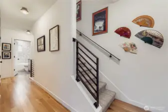 Level 3 hall way and stairs. Laundry is also on level 3.