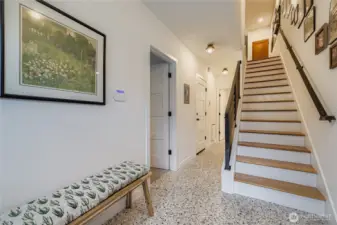 Lots of space in the entry and beautiful tile floors.