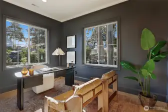 Main floor office with huge glass French doors includes closet (could be a 6th bedroom or guest room as well).