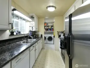 Galley style kitchen.