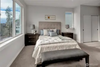 Primary bedroom - large windows for lots of natural light  (all interior photos from model home lot 24)