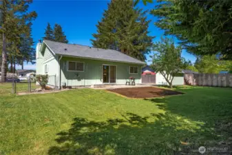 The backyard is fully fenced and area near the patio has been recently reseeded after removing a deck. The Italian Plum tree offers delicious plums every fall and the 8'x10' garden shed offers space to store everything you need to keep the yard beautiful and green!