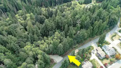 Aerial photo of approx. three lots and access