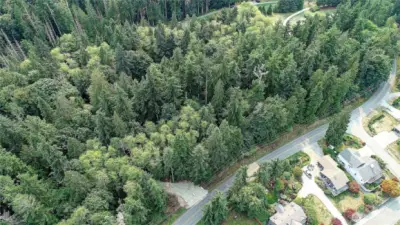 Aerial photo of approx. three lots and access