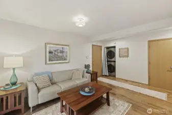 Laundry is discreetly hidden away just off of the family room for maximum convenience.