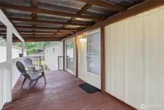 Oversized front covered deck.