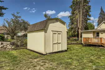 Large storage shed in the backyard.
